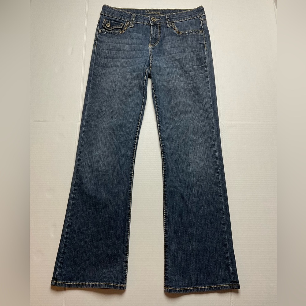 Common Genes Womens 6P Petite medium blue low rise stretch bootcut jeans